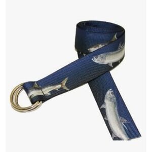 Men's Thomas Bates D-Ring‎ Nylon Blend Web Sailing Belt Blue Grand Slam O/S